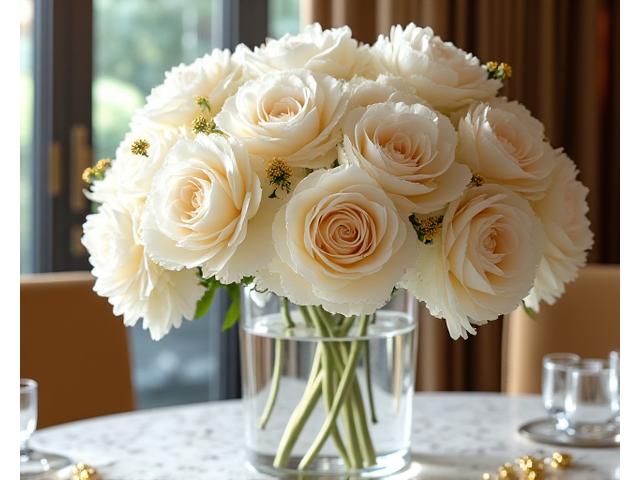 Stunning floral centerpiece with luxurious blooms and elegant vases, reflecting sophisticated event design