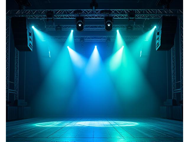 State-of-the-art sound and stage setup for a live performance at a large event