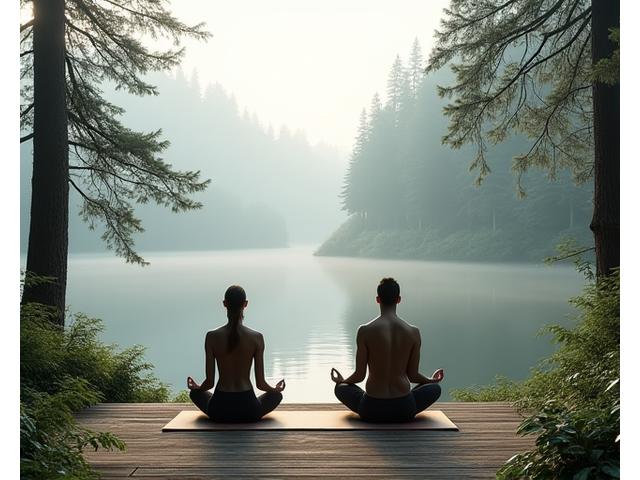 Yoga Session in a Serene Wellness Retreat