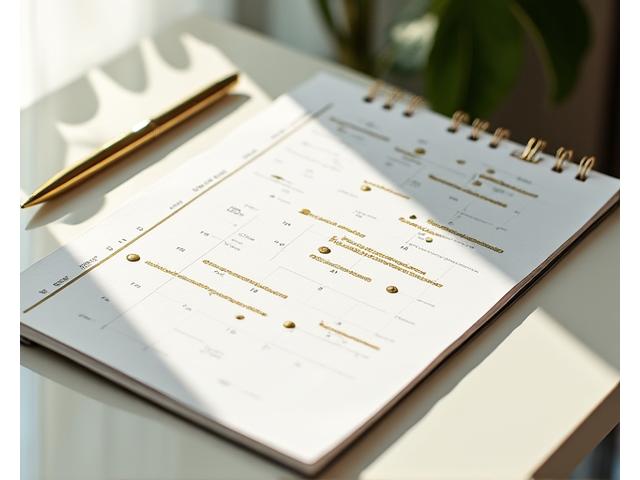 A finely detailed calendar with marked dates and small icons representing bookings and cancellations, symbolizing structured planning and clear policies.